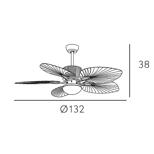 VENTILADOR 24W COLLA FABRILAMP NEGRO 5 ASPAS MARRON