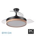VENTILADOR DC EVROS NEGRO/HAYA 72W 6120LM 91D 3ASPAS DESPLEGABLES, TEMPORIZADOR, MEMORIA