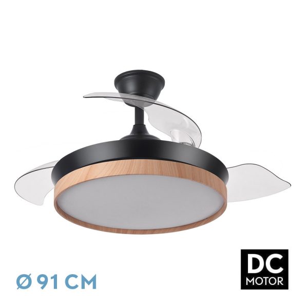 VENTILADOR DC EVROS NEGRO/HAYA 72W 6120LM 91D 3ASPAS DESPLEGABLES, TEMPORIZADOR, MEMORIA